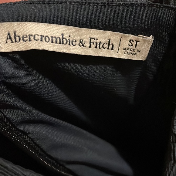 Abercrombie & Fitch A&F Crinkle Texture Twist Front Mini Dress Navy Blue SM/Tall - Picture 4 of 5